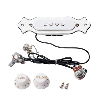 Предварително свързана 4-струнен електрическа китара с магнитен звукоснимателем Soundhole с копче за регулиране на силата на звука GMB337 бял цвят