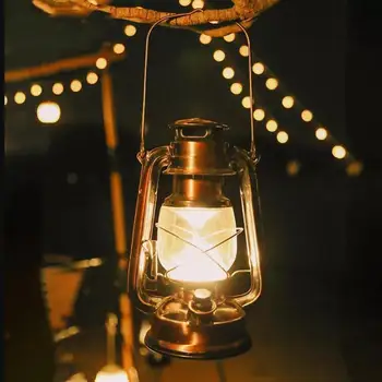 Преносима ръчно маслена лампа Ретро Реколта керосин лампа за къмпинг на открито Висококачествени железни маслени фенери от античен бронз