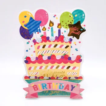 Продажба на едро, 4 бр. / лот, музикална поздравителна картичка за рожден ден с песен за рожден ден, 3D Триизмерна творчески подаръци за деца, ученици, момичета