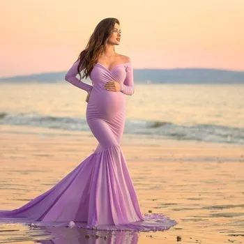 Рокли за бременни с дълъг ръкав и V-образно деколте, реквизит за снимки на бременни, черни рокли, розови дрехи за бременни, дрехи за бременни