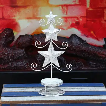 Свещници, искрящи Коледен свещник със стабилна кръгла основа, Празнична Коледна елха, свещник с изображение на лосове, Украса на работния плот, Коледа