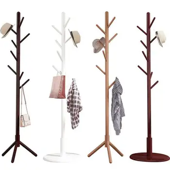 свободно стояща традиционна дървена закачалка за дрехи поставка за чадъри, закачалки за дрехи от масивно дърво