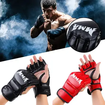 Спортни ръкавици за бокс на полпальца, спортни състезания по Муай Тай, кикбокс, бойни ръкавици за Тина Грэпплинга J6R3