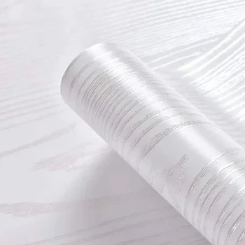 Сребристо-Бели Дървени Хартия Винил Тапети Отклеивают и приклеивают Самоклеящуюся Хартия за Декоративни Хартиени Етикети на Корпусную Мебели
