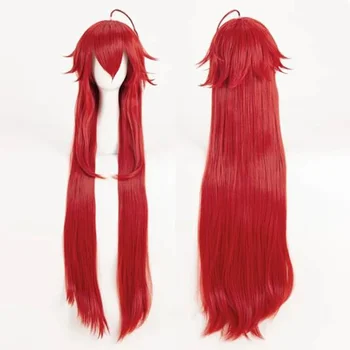 Старшеклассник DxD Риас Гремори, вино-червен костюм за cosplay, дължина 100 см, на перука от топлоустойчива на косата