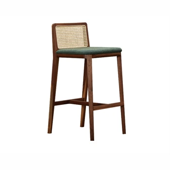 Стол с висока прическа, черен орех, бар стол от масивно дърво, сплетен ротанговый стол с висока прическа, домакински бар стол