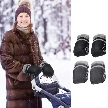 Съединители за ръце в инвалидна количка, 1 чифт зимни прикачни устройства за свободни ръце в детска количка, ръкавици за колички, водоустойчив светлоотразителни ръкавици за ръце