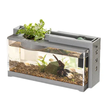Творчески комплект за аквариум с малки рибки, Вграден кислороден бар, USB филтър за изключване на звука, Многофункционални офис масата украса за дома