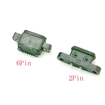 Тип C 2 / 6Pin Водоустойчив конектор USB с конектор C, за бързо зареждане с отвор за винта Интерфейс за зареждане на 180 градуса USB конектор