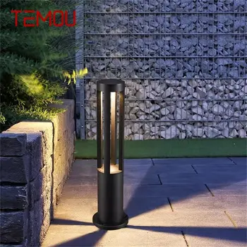 Уличен газонный лампа TEMOU Black Модерен led водоустойчива за къщи, вили, пътеки, градина