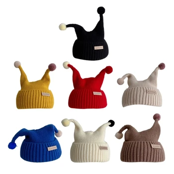 Уютен вязаная шапчица-капор, есен-зима, однотонная шапчица-бини, подарък за деца