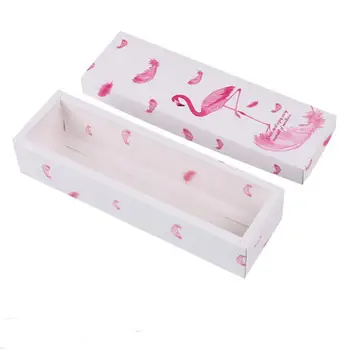 Хартиена опаковка кутия с шарките на фламинго / Мрамор / перо, Подарък кутия за бисквити с нугой, Сватбени картонени кутии LX8371
