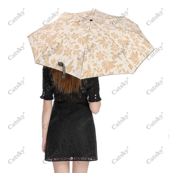 Чадър с цветя, пеперуди, Дъждобран, женски на 3-сгъваема Напълно автоматичен Чадър, защита от слънцето, инструмент за пътуване на открито, Параплюи