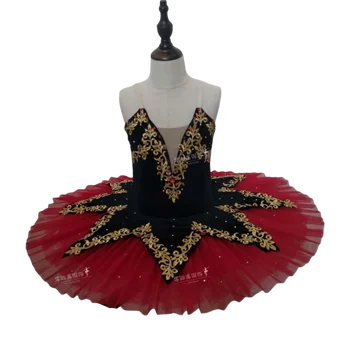 Червена професионална балетната поличка, балетен костюм за изяви, театрален костюм за изяви, класически балет