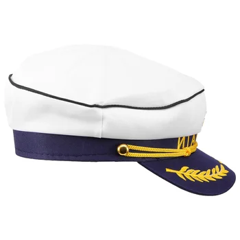 Шапка за cosplay капитан Шапка за капитан на яхта Шапка за костюма на капитан Бродирана шапка моряк